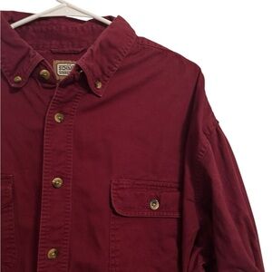 C.E. Schmidt Shirt Mens 3XL Maroon‎ Cotton Button Up Outerwear Thick Material